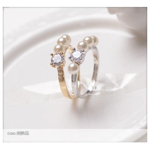 14K珍珠鋯石珍愛戒指