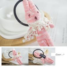 ❤特惠SALE❤韓國粉色布藝蕾絲兔兔髮圈