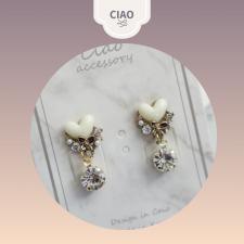 ciao獨家設計款❥愛心氣質水鑽耳環❥(可改夾式)