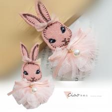 韓國空運❥布質兔兔沙網髮夾❥單支售