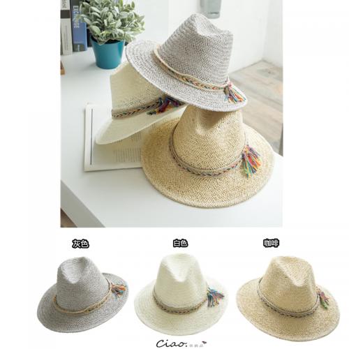 ❥硬草紙編織彩色麻繩裝飾紳士帽❥