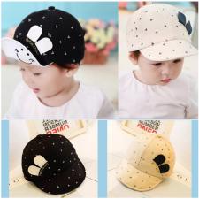 【現貨出清❤】韓國直送❥嬰幼款2色微笑側旁耳朵裝飾軟邊棒球帽❥