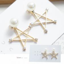 ❤珍珠星星耳環❤925純銀針